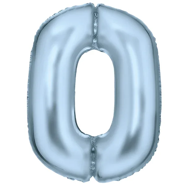 Amscan® Foil Balloon Large Numbe 0 (86 cm) Silk Lustre Pastel Blue - Image 2