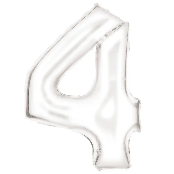 Amscan® Foil Balloon Large Numbe 4 (86 cm) Silk Lustre White - Image 2