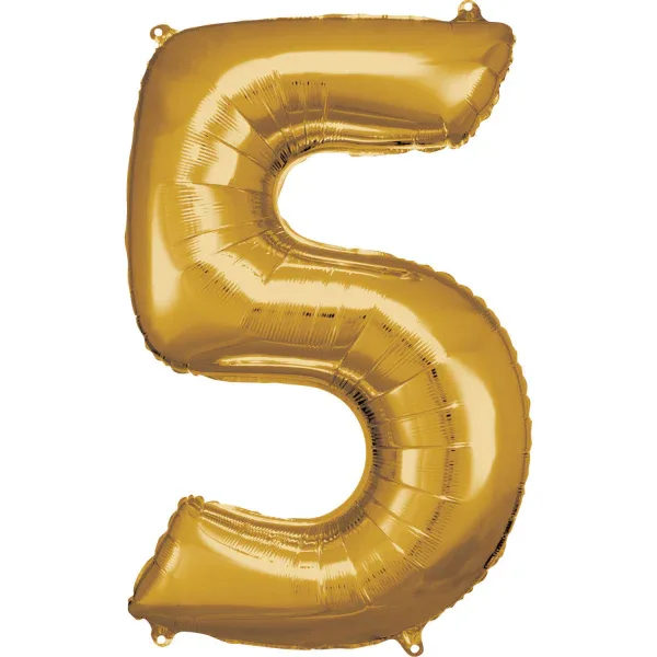 Amscan® Foil Balloon Large Numbe 5 (86 cm) Gold - Image 2