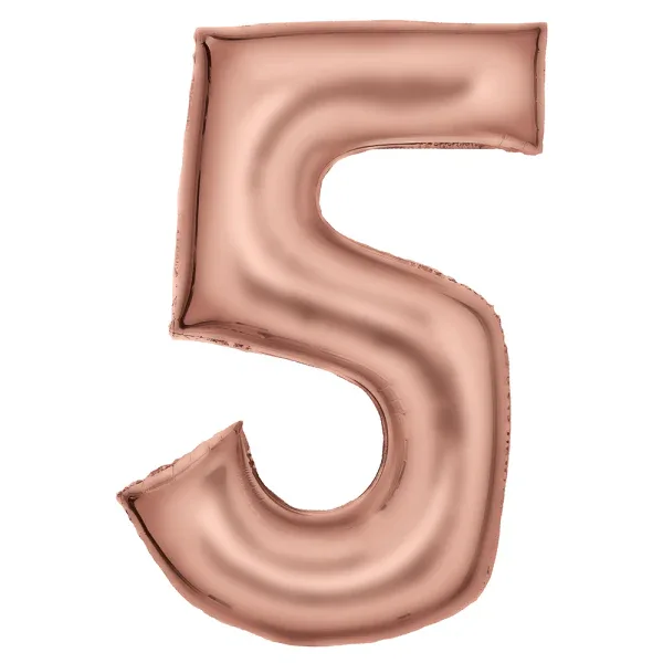 Amscan® Foil Balloon Large Numbe 5 (86 cm) Silk Lustre Rose Gold - Image 2