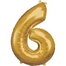 Amscan® Foil Balloon Large Numbe 6 (86 cm) Gold - Image 2
