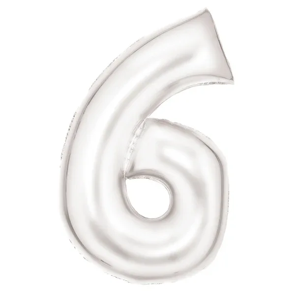 Amscan® Foil Balloon Large Numbe 6 (86 cm) Silk Lustre White - Image 2