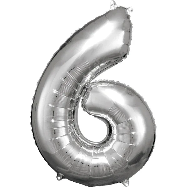 Amscan® Foil Balloon Large Numbe 6 (86 cm) Silver - Image 2