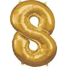 Amscan® Foil Balloon Large Numbe 8 (86 cm) Gold - Image 2