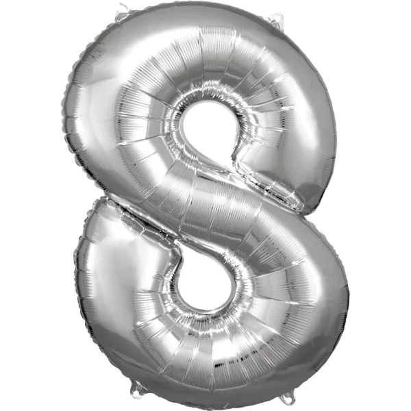 Amscan® Foil Balloon Large Numbe 8 (86 cm) Silver - Image 2