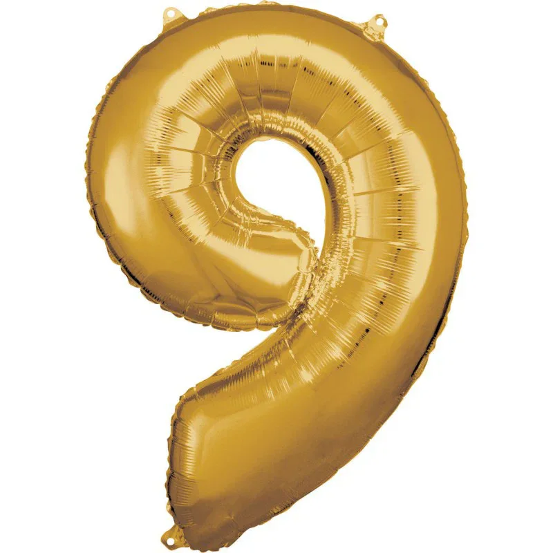 Amscan® Foil Balloon Large Numbe 9 (86 cm) Gold - Image 2