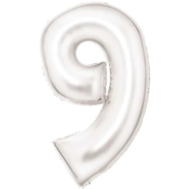 Amscan® Foil Balloon Large Numbe 9 (86 cm) Silk Lustre White - Image 2