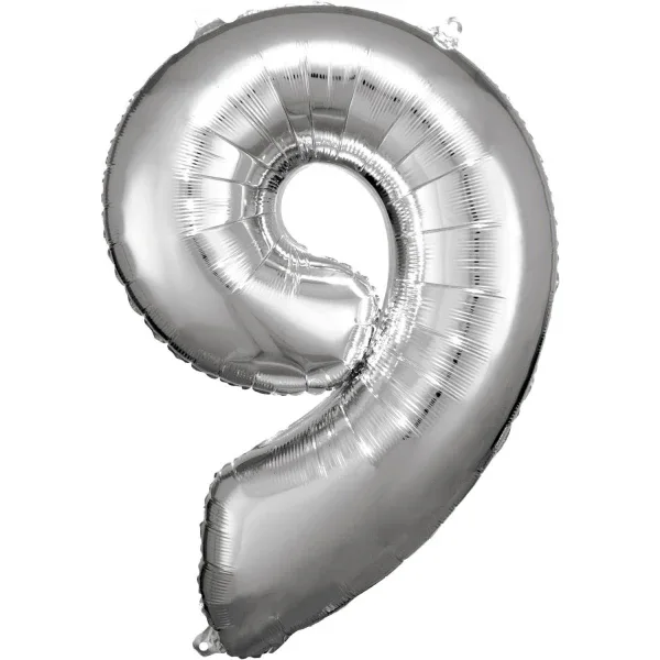Amscan® Foil Balloon Large Numbe 9 (86 cm) Silver - Image 2
