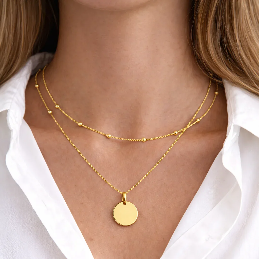 Atelya™ Personalized Circle Pendant Necklace Gold - Image 3