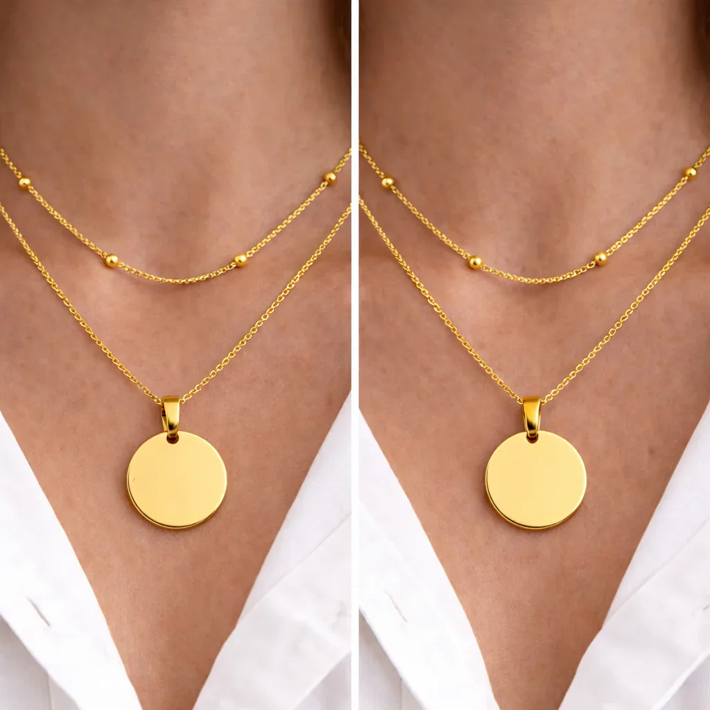 Atelya™ Personalized Circle Pendant Necklace Gold - Image 6