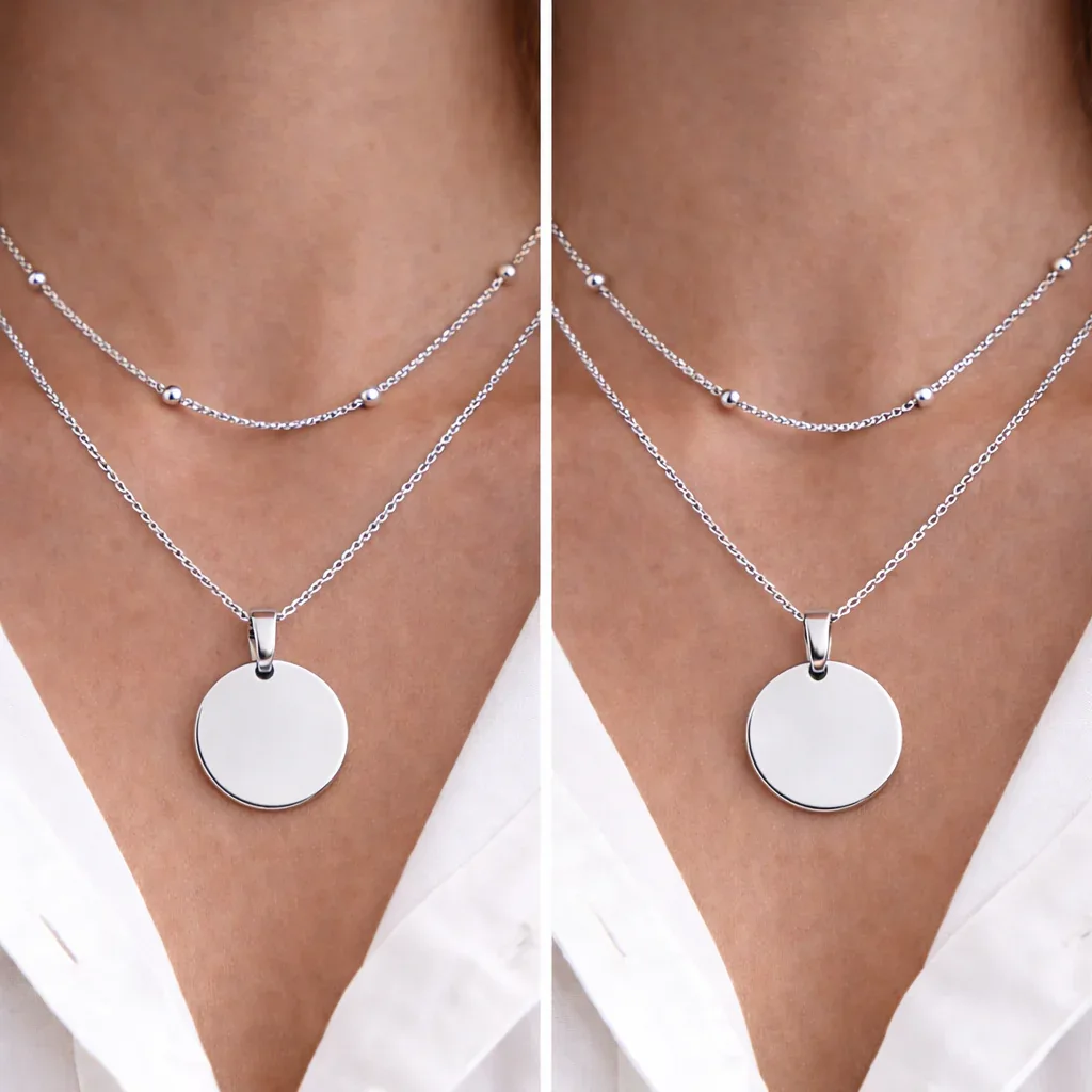 Atelya™ Personalized Circle Pendant Necklace Silver - Image 7