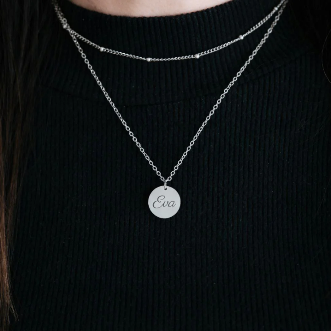 Atelya™ Personalized Circle Pendant Necklace Silver - Image 8