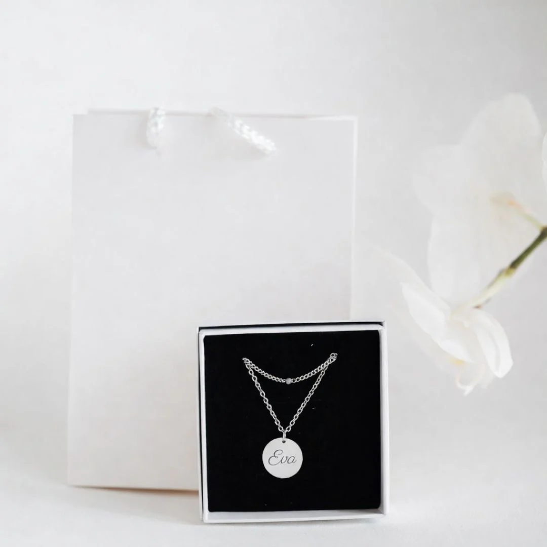 Atelya™ Personalized Circle Pendant Necklace Silver - Image 9