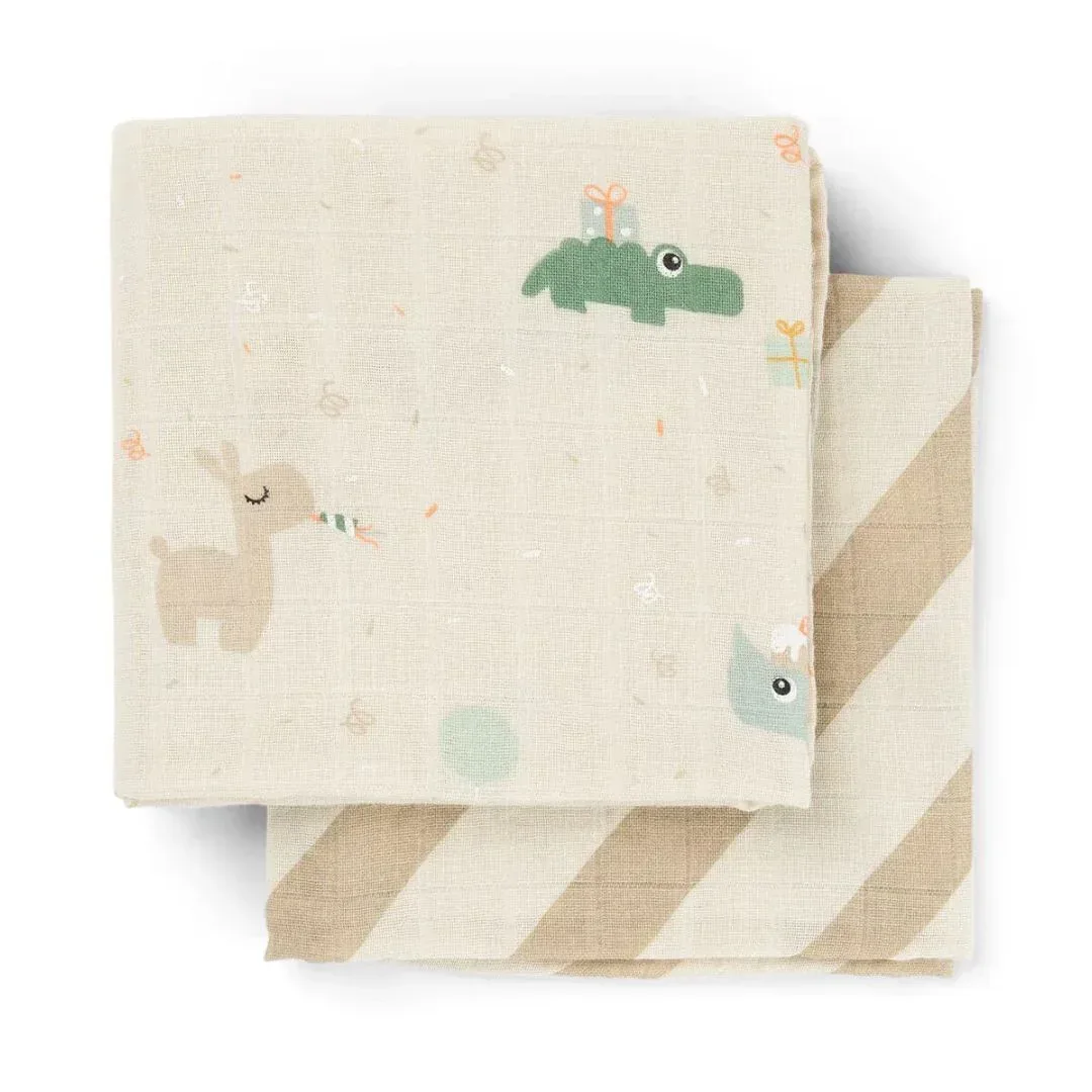 Done by Deer® Burp Cloth Set Celebration Sand 65x65 - Image 2