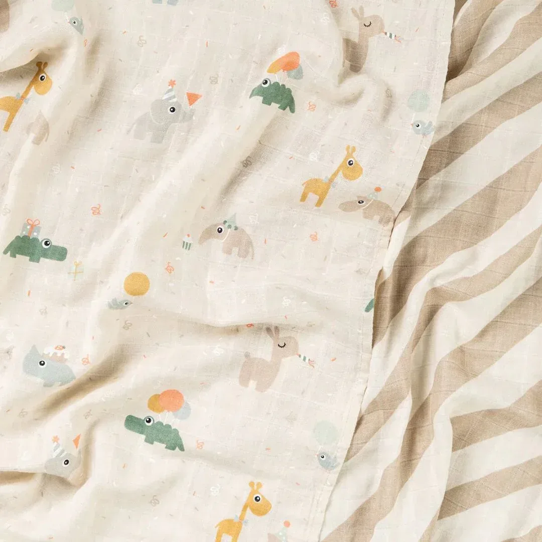 Done by Deer® Burp Cloth Set Celebration Sand 65x65 - Image 3