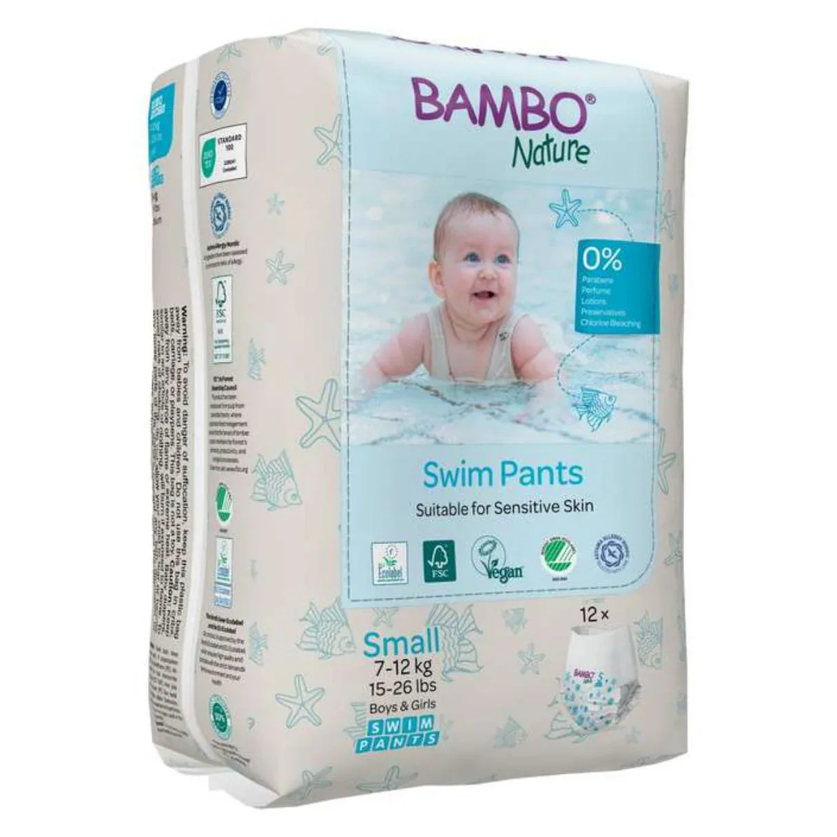 Bambo Nature® Swim pants Size S (7-12 kg) 12 pcs.
