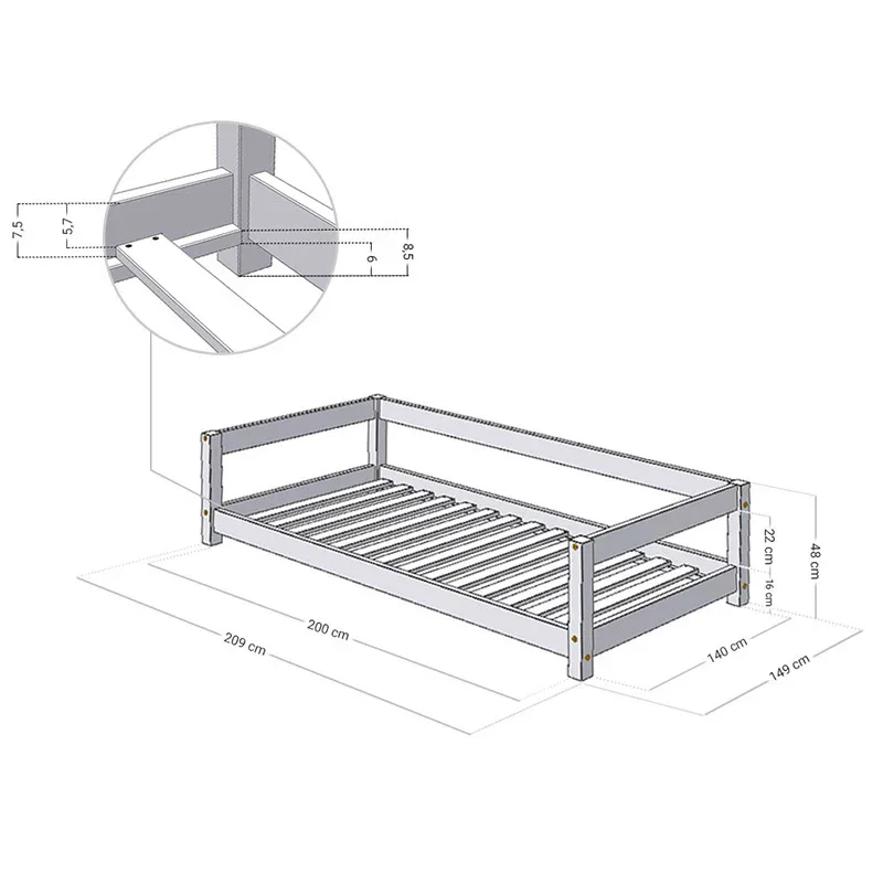 Benlemi® Children's Bed STUDY 140x200 Natural - Image 2