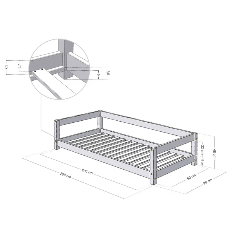 Benlemi® Children's Bed STUDY 90x200 Natural - Image 2