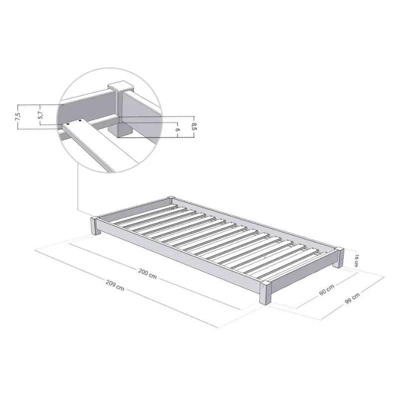 Benlemi® Children's Bed TEENY 90x200 White - Image 2
