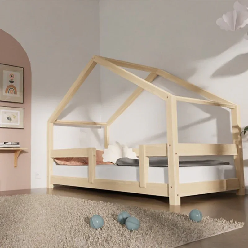 Benlemi® Children's House Bed LUCKY with Bed Guard 200x90 Natural - Image 5