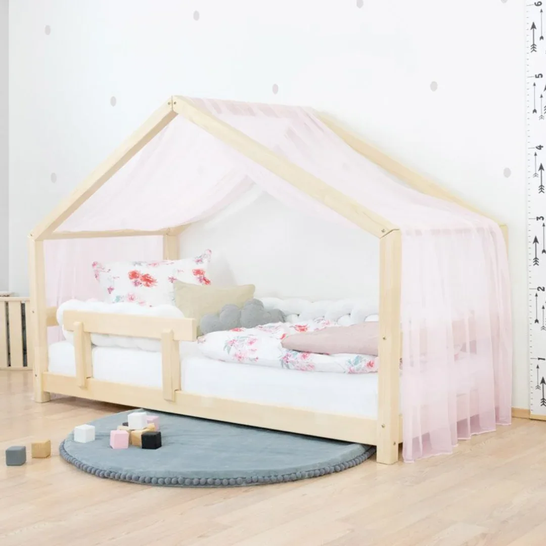 Benlemi® Children's House Bed LUCKY with Firm Bed Guard 120x200 Natural - Image 5