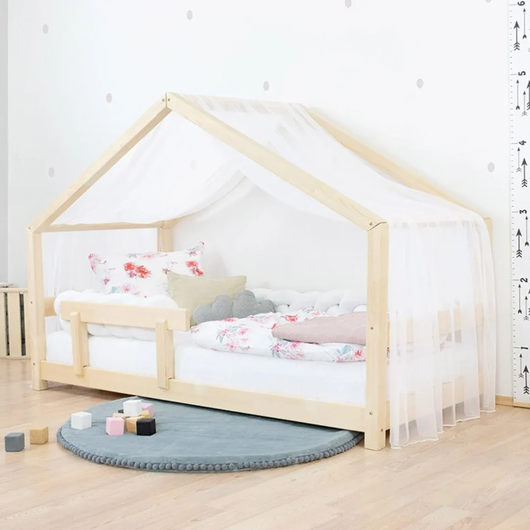 Benlemi® Children's House Bed LUCKY with Firm Bed Guard 120x200 White - Image 3