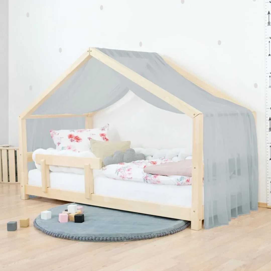Benlemi® Children's House Bed LUCKY with Firm Bed Guard 120x200 White - Image 5
