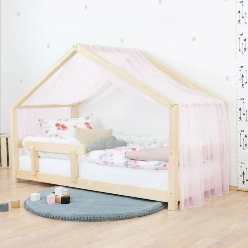 Benlemi® Children's House Bed LUCKY with Firm Bed Guard 190x90 Grey - Image 3