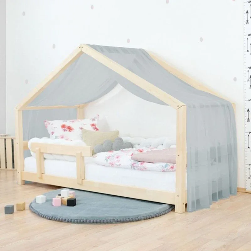 Benlemi® Children's House Bed LUCKY with Firm Bed Guard 190x90 Grey - Image 4