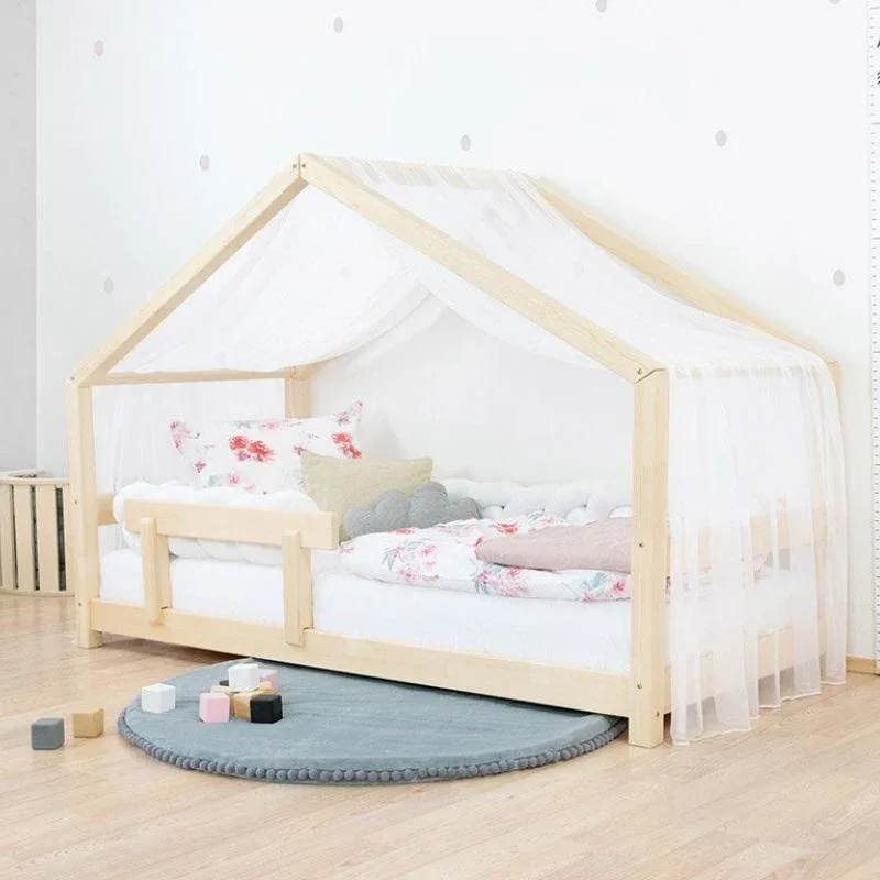 Benlemi® Children's House Bed LUCKY with Firm Bed Guard 190x90 Grey - Image 5