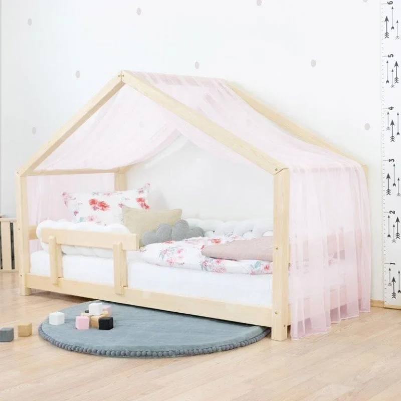 Benlemi® Children's House Bed LUCKY with Firm Bed Guard 90x190 Natural - Image 3