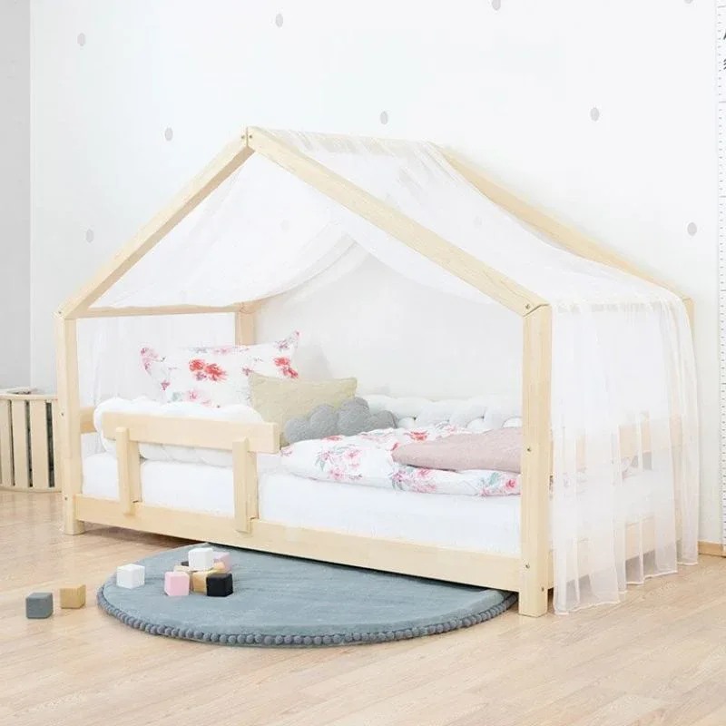 Benlemi® Children's House Bed LUCKY with Firm Bed Guard 90x190 Natural - Image 5