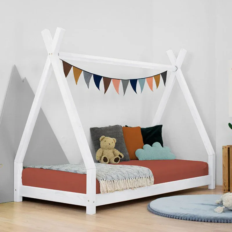 Benlemi® Children's house bed NAKANA 200x90 White - Image 2