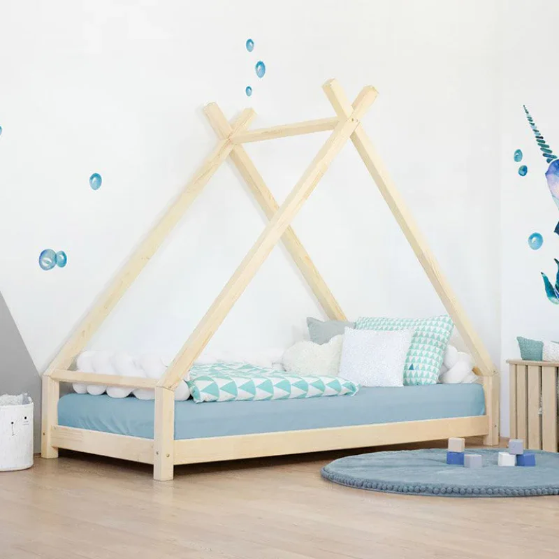 Benlemi® Children's house bed TAHUKA 200x90 Natural - Image 2