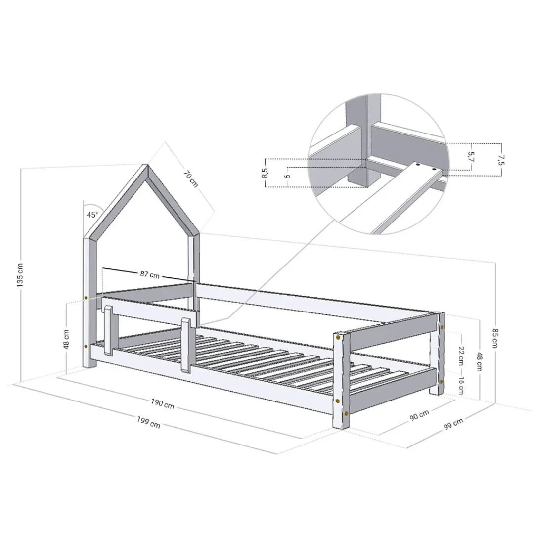 Benlemi® Otroška postelja Poppi 200x90 White - Image 2