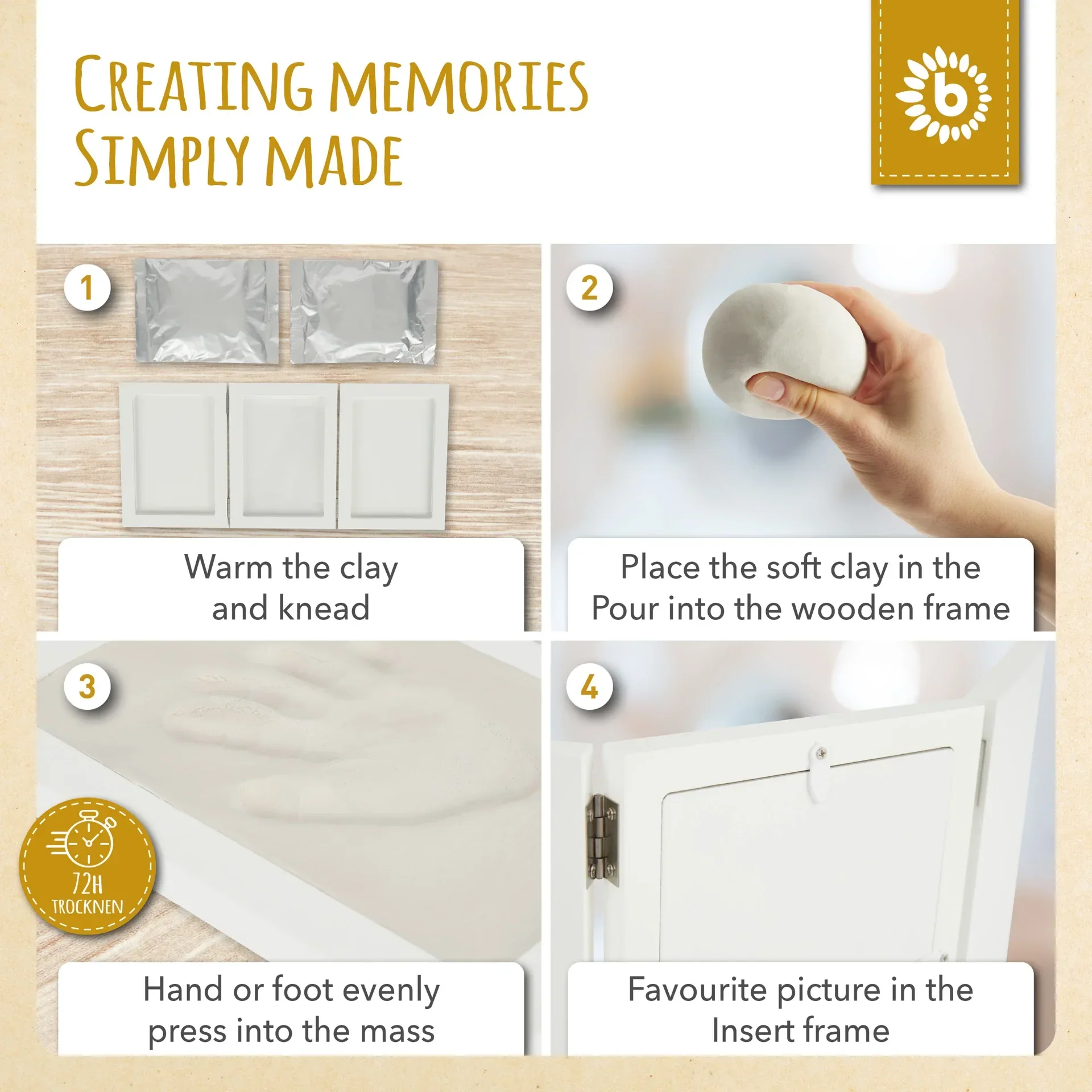 Bieco® Baby Prints Kit with Wooden Frame - Image 3