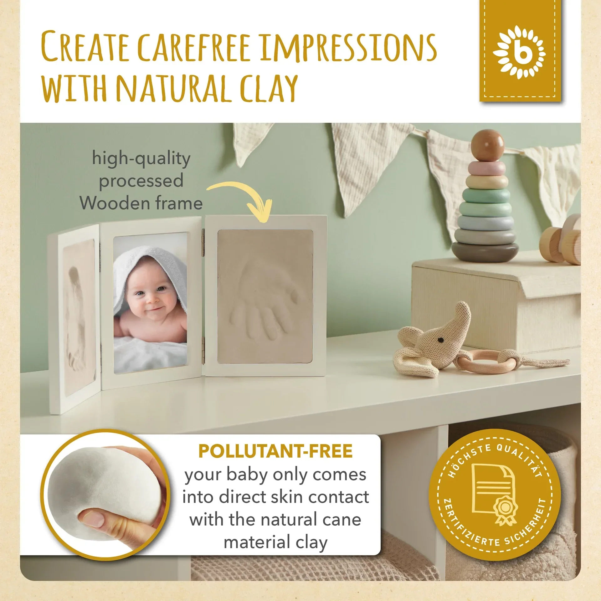 Bieco® Baby Prints Kit with Wooden Frame - Image 4