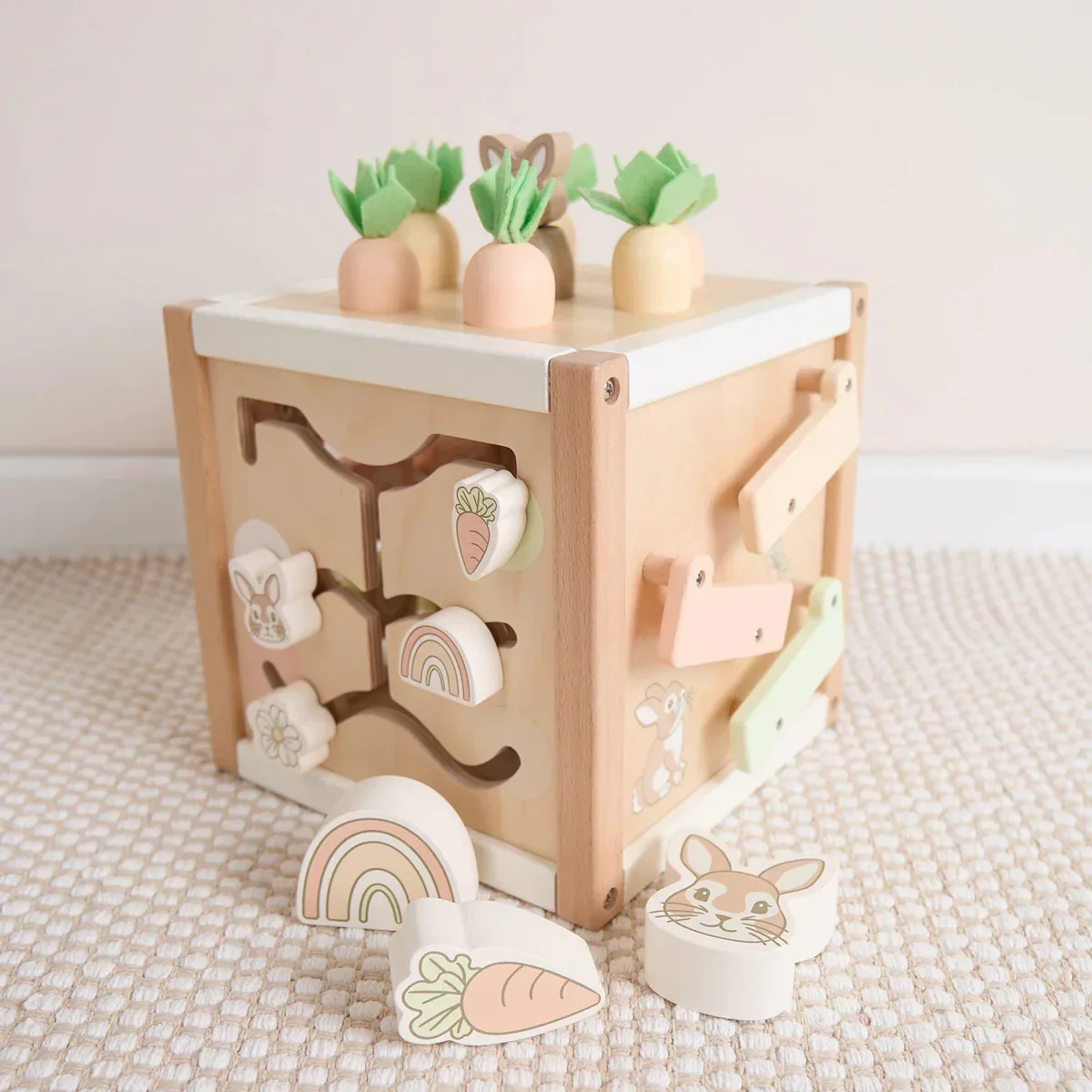 Bieco® Wooden Activity Cube Rabbit Fine - Image 3
