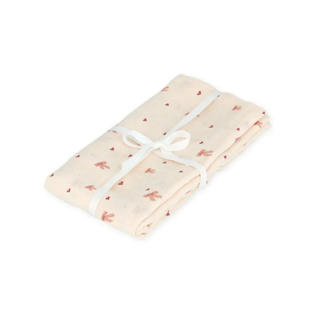 CamCam® Light Muslin Swaddle GOTS Bows 120 x 120 cm - Image 3