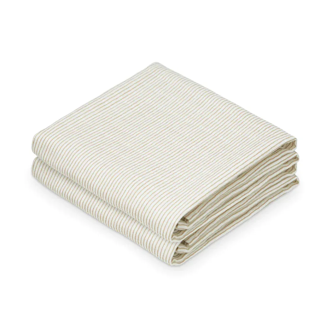 CamCam® Musling Cloth Classic Stripes Camel 70x70 2pcs - Image 2
