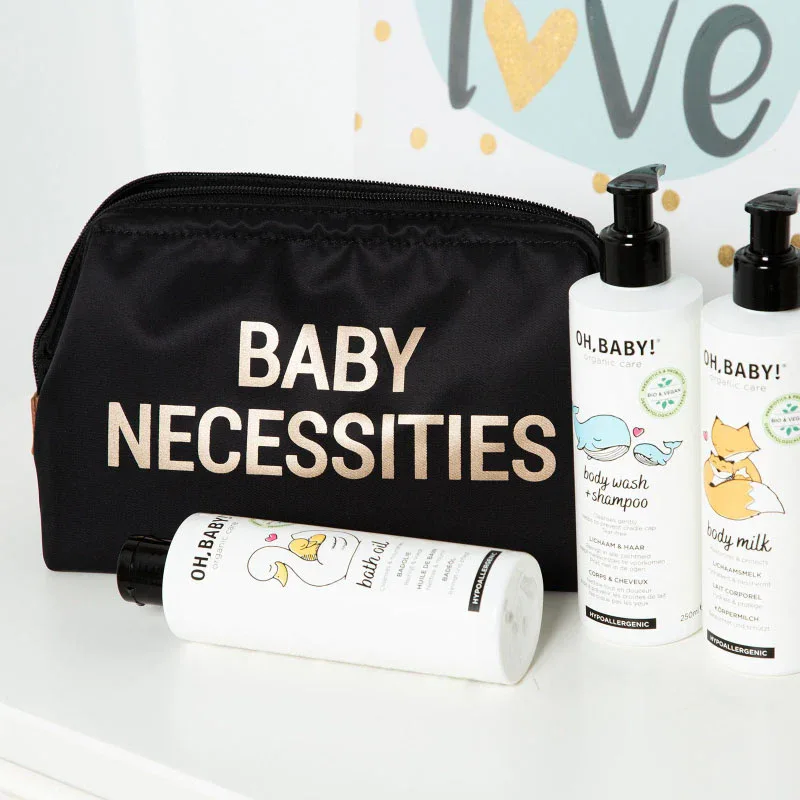 Childhome® Baby Necessities Toiletry Bag Black Gold - Image 4