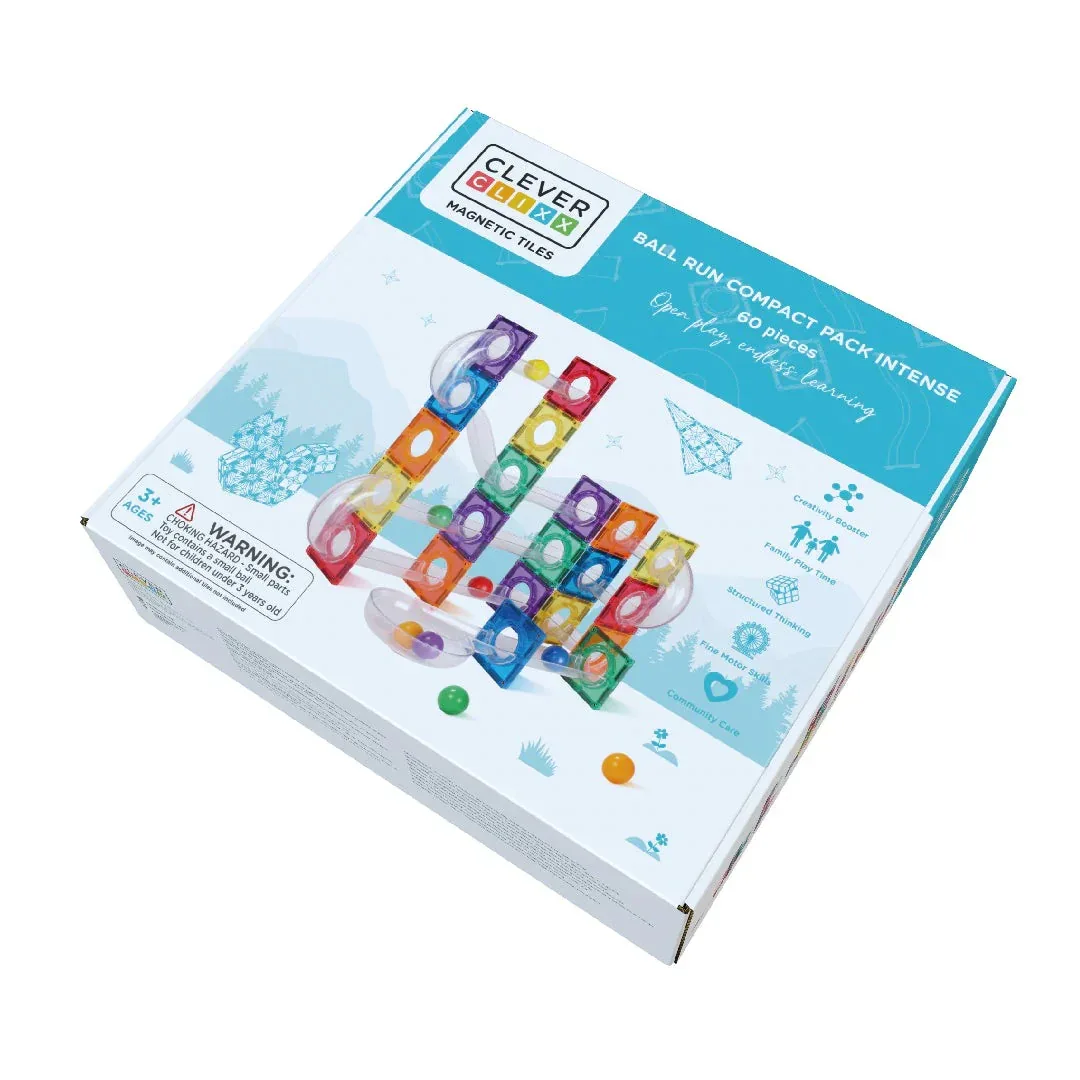 Cleverclixx® Magnetic tiles Ball Run Compact Pack Intense 60 pcs - Image 7