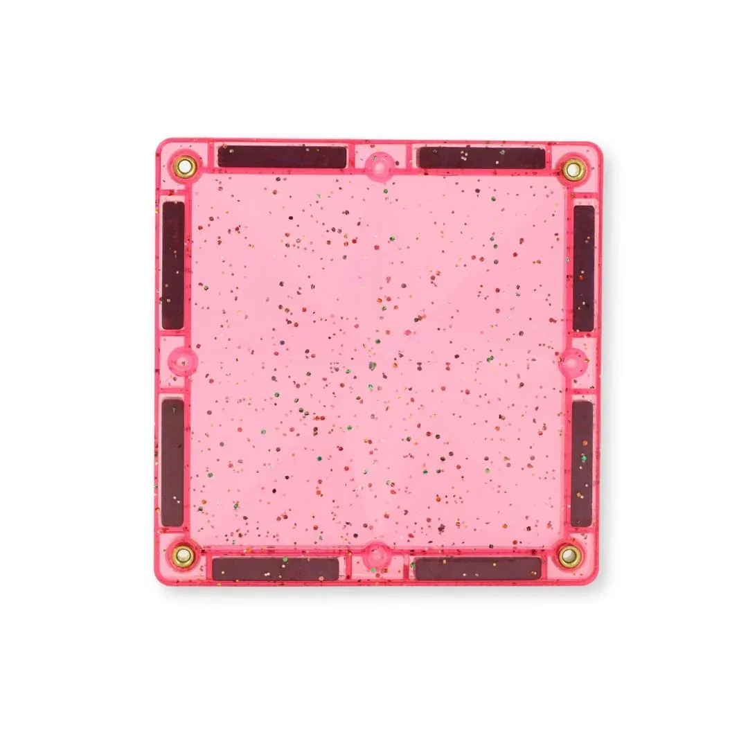 Cleverclixx® Magnetic tiles Glitter Tiles Pack Transparent Pink 16 pcs - Image 3