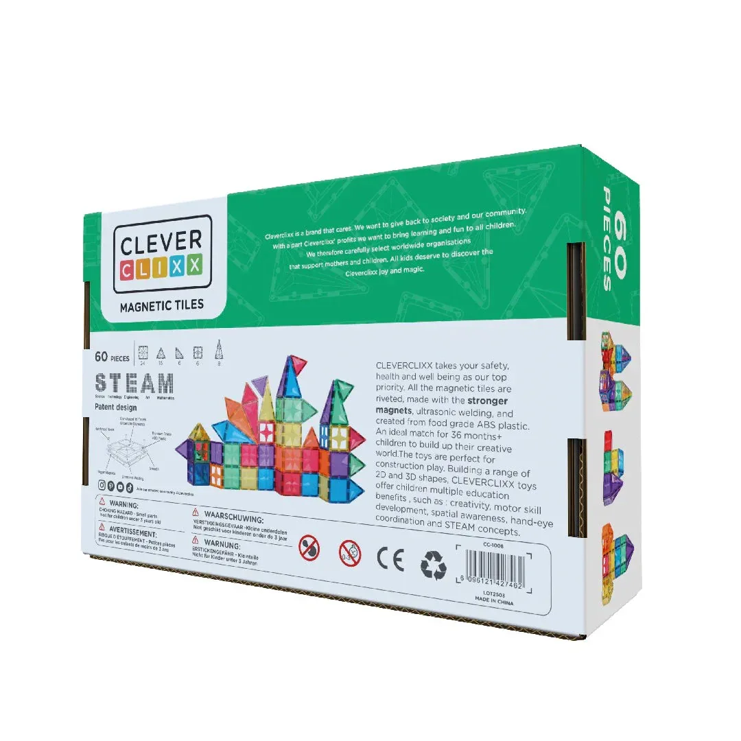 Cleverclixx® Magnetic Tiles Original Pack Intense 60 pcs - Image 7