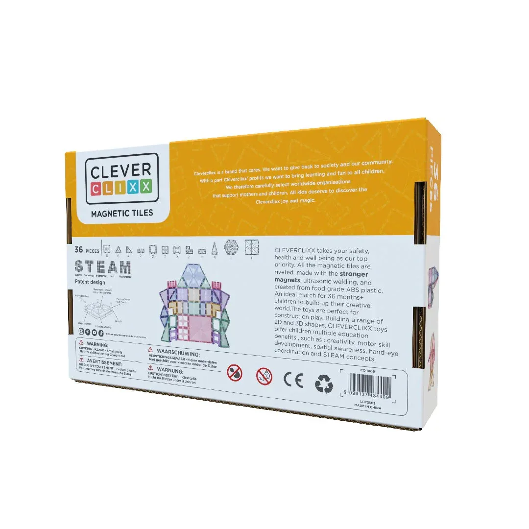 Cleverclixx® Magnetic Tiles Petite Pack Pastel 36 pcs - Image 9