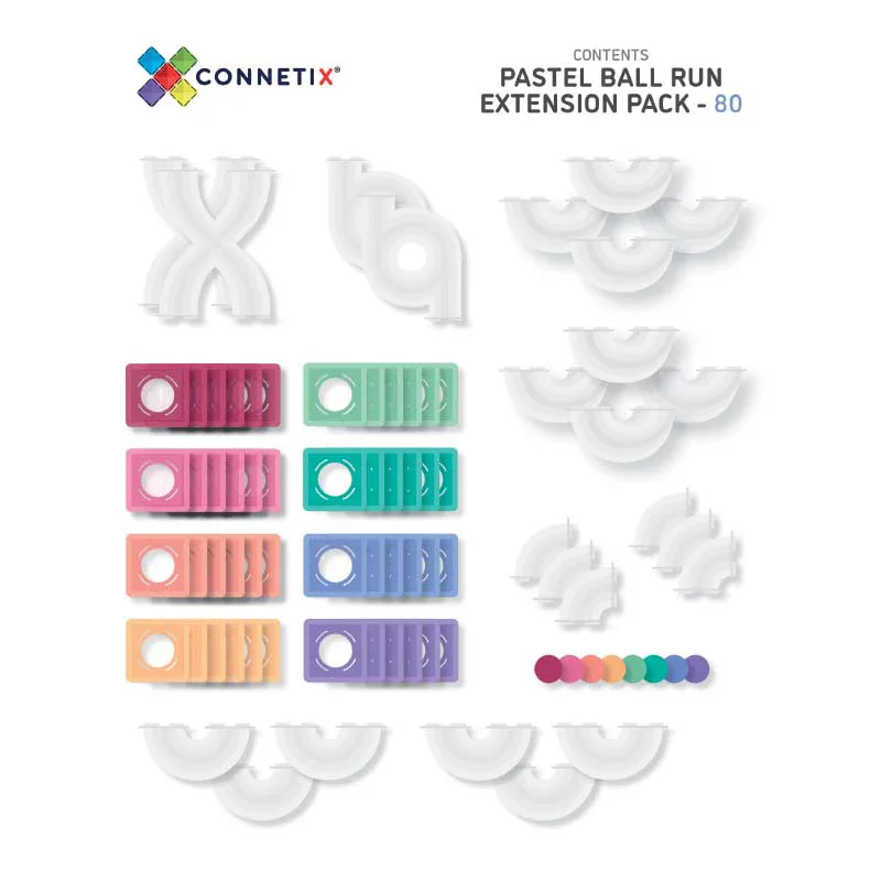 Connetix® Magnetic Tiles Pastel Ball Run Expansion Pack 80 pcs. - Image 10