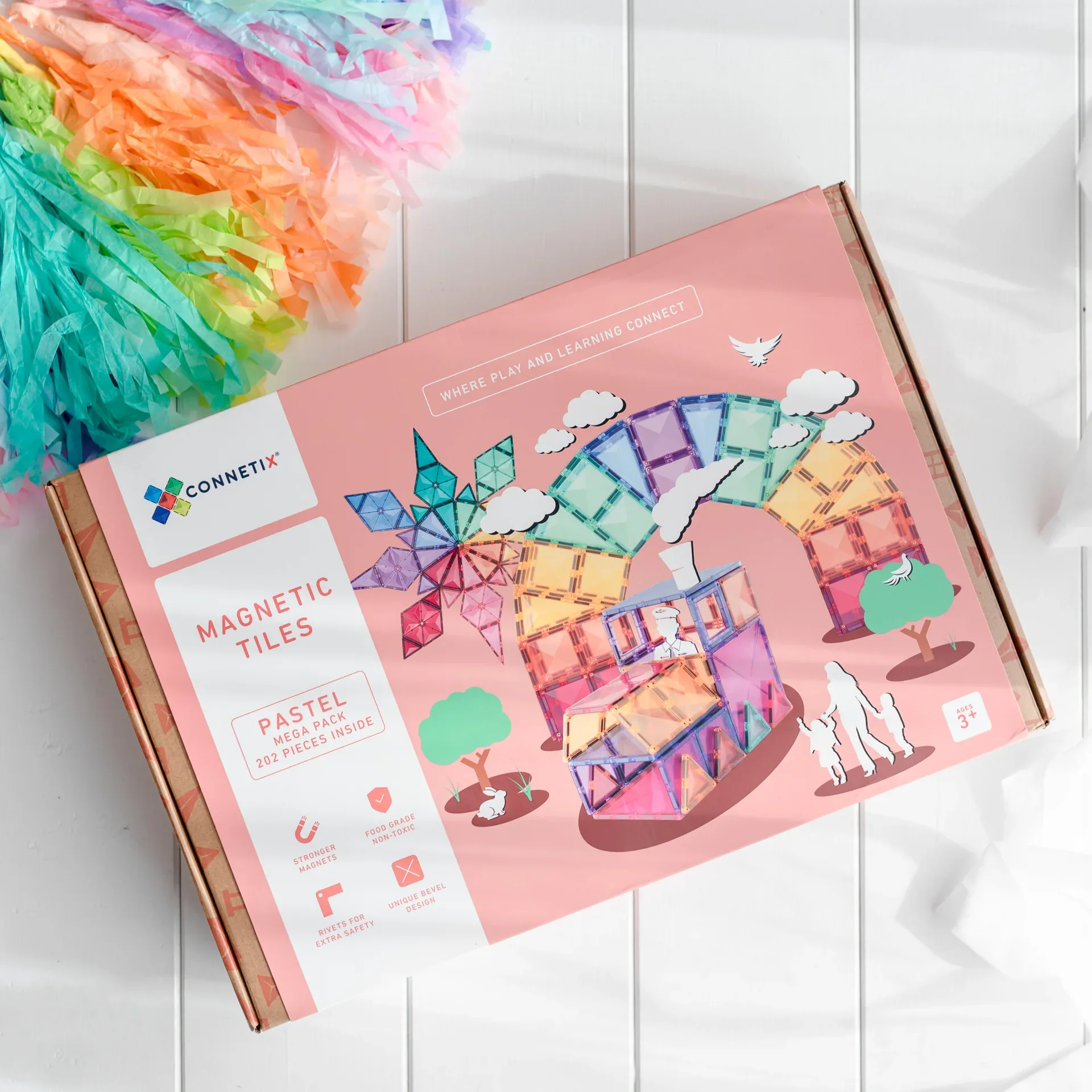 Connetix® Magnetic Tiles Pastel Mega Set 202 pcs - Image 3