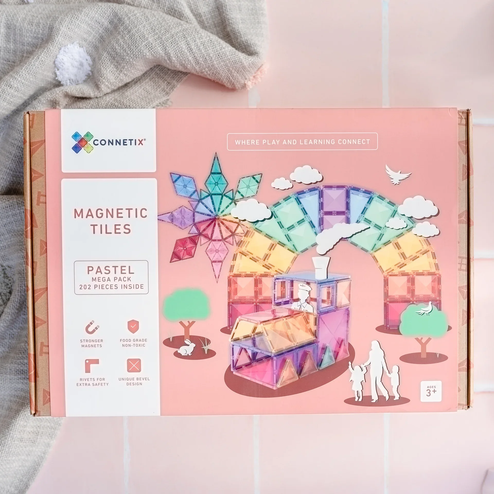 Connetix® Magnetic Tiles Pastel Mega Set 202 pcs - Image 4