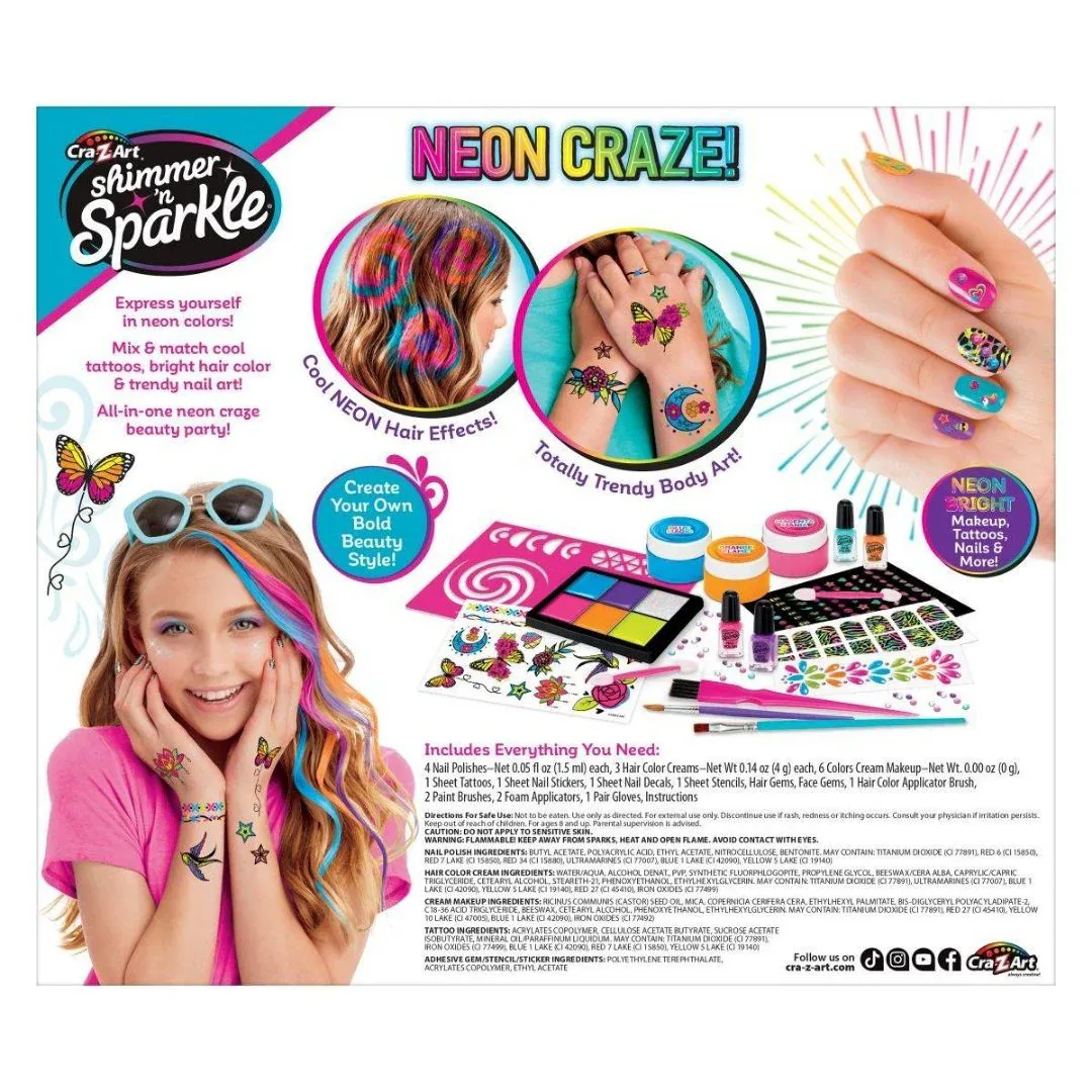 CrazArt® 4-in-1 Set for Body, Nails, Hair, and Makeup Neon Craze - Image 8