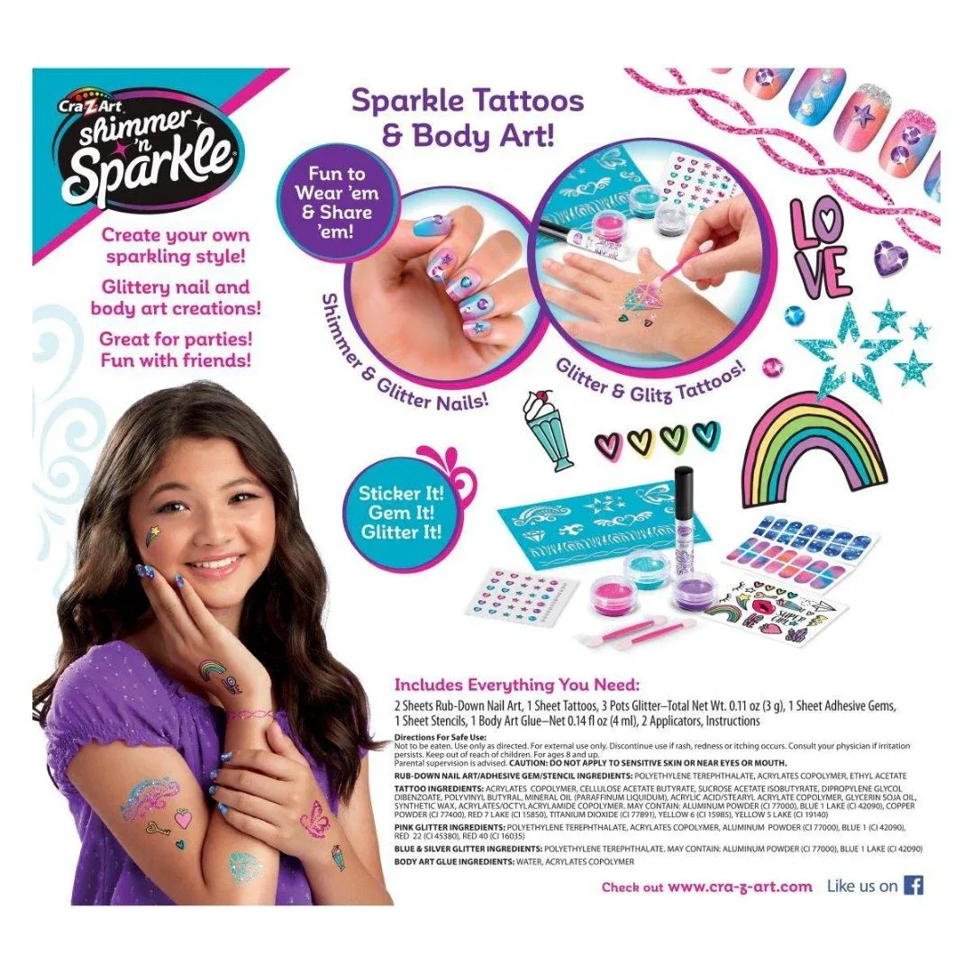 CrazArt® Glitter & Shimmer Nail and Tattoo Art Set - Image 7
